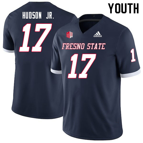 Youth #17 Johnny Hudson Jr. Fresno State Bulldogs College Football Jerseys Sale-Navy - Click Image to Close